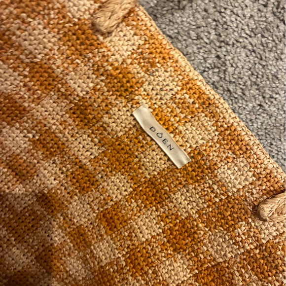 Doen Grande Mathilde Gingham Tote Bag - mustard raffia - Picture 2 of 5